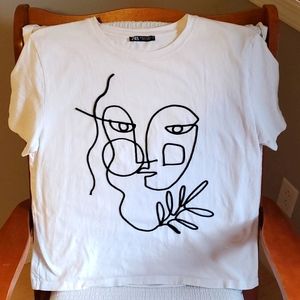 Zara abstract face tshirt xl